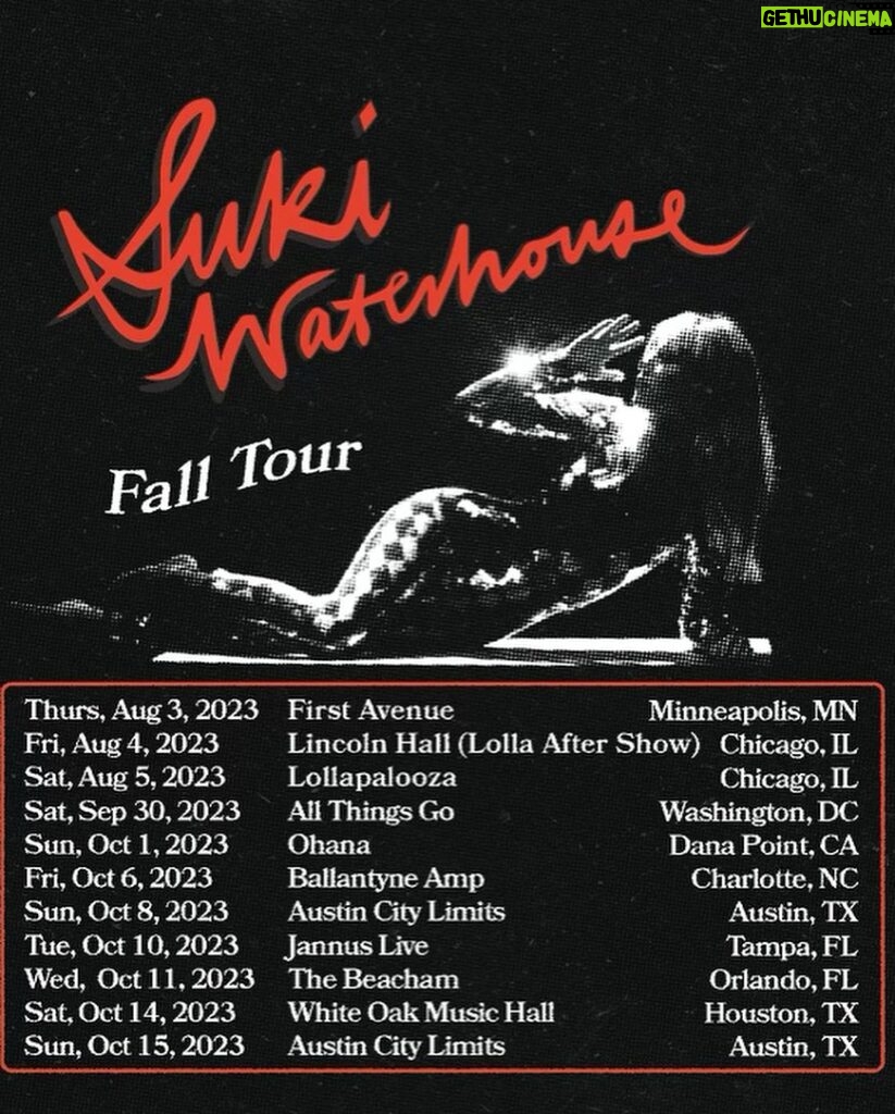Suki Waterhouse Instagram - fall tour dates!!! 💕