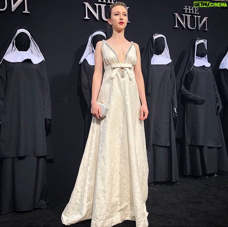 Taissa Farmiga Instagram - Celebration. Elegance. Joy. #TheNun premiere was dark and gorgeous . Thank you @eleanormakeup @brianfisherhair @micaela @miumiu @tiffanyandco for the glam and confidence! @wbpictures @newlinecinema @thenunmovie @corinhardy @creepypuppet @clearmichael #garydauberman @jonasbloquet @demianbichiroficial TCL Chinese Theatres