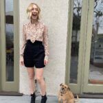 Taissa Farmiga Instagram - Press Junket day for @gildedagehbo 💋 Plus side of virtual is having my little dude by my side. 💄 @emilychengmakeup 💇🏼‍♀️ @brianfisherhair 👠 @lex_onlex