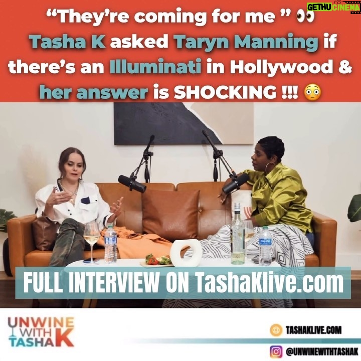 Taryn Manning Instagram - #TashaK asked #tarynmanning about the #illumanati in #hollywood & her answer was SHOCKING‼️😳 Click the link In our BIO to watch this FULL interview NOW‼️ #explore #terrancehoward #tarajiphenson #orangeisthenewblack #actress #hollywoodisevil #hollyweird #tashaklive #explorepage 🎟️💥Purchase Tickets to see Tasha K on Stage in Naples,Florida on March 3rd & Atlanta,Ga March 10💥 🔗Click the link in the Bio NOW to grab your tickets while their still available!! More Cities & Dates to follow! Stay Tuned💥 🚨Disclaimer: The views and opinions expressed in this video are those of the guest/Interviewee and do not reflect the opinion of Tasha K and the production company and its affiliates.  All topics are for entertainment purposes only! comedy satire TV-MA Viewer discretion is advised. All statements, commentary, and reporting are Alleged.