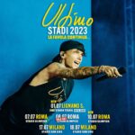 Ultimo Instagram - TRIPLETTA ALLO STADIO OLIMPICO! 😎 La data dell’8 luglio è ufficialmente sold out e io proprio non ce l’ho fatta a resistere… aperta una TERZA DATA per il 10 luglio. 195.000 persone solo a Roma. Pazzesco! E dopo 4 anni dalla mia prima volta, ci rivediamo il 1° luglio allo Stadio Teghil di Lignano per la data zero. Luglio, sbrigate! ❤️ Biglietti per le nuove date disponibili da mercoledì alle 11:00.