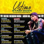 Ultimo Instagram - NUOVE DATE, NUOVI STADI. Sold out la prima data allo Stadio Olimpico e quindi si triplica Roma anche l’anno prossimo! Che bello raddoppiare Napoli, che bello raddoppiare Torino, che bello suonare per la prima volta a Trieste. Biglietti per le nuove date fuori domani alle 14:00 LA FAVOLA CONTINUA… ❤️