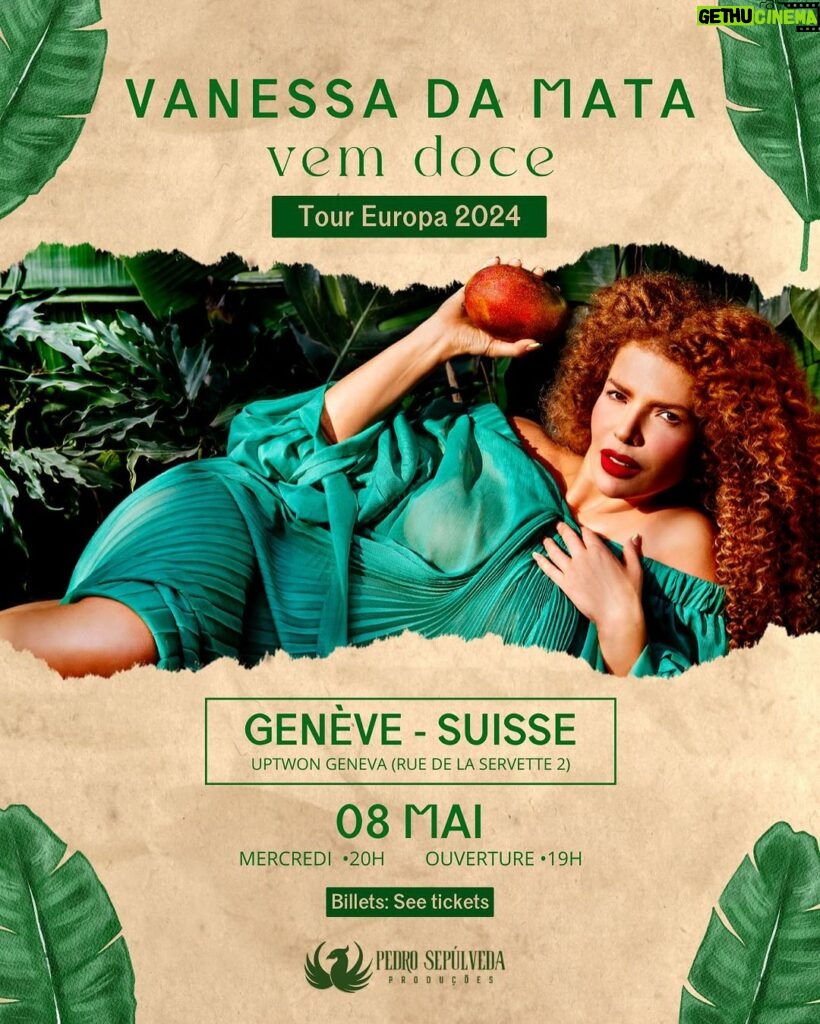 Vanessa da Mata Instagram - Vanessa da Mata com a turnê Vem Doce em Genebra, dia 08/05/2024, no Uptown. Mais informações: seetickets.ch