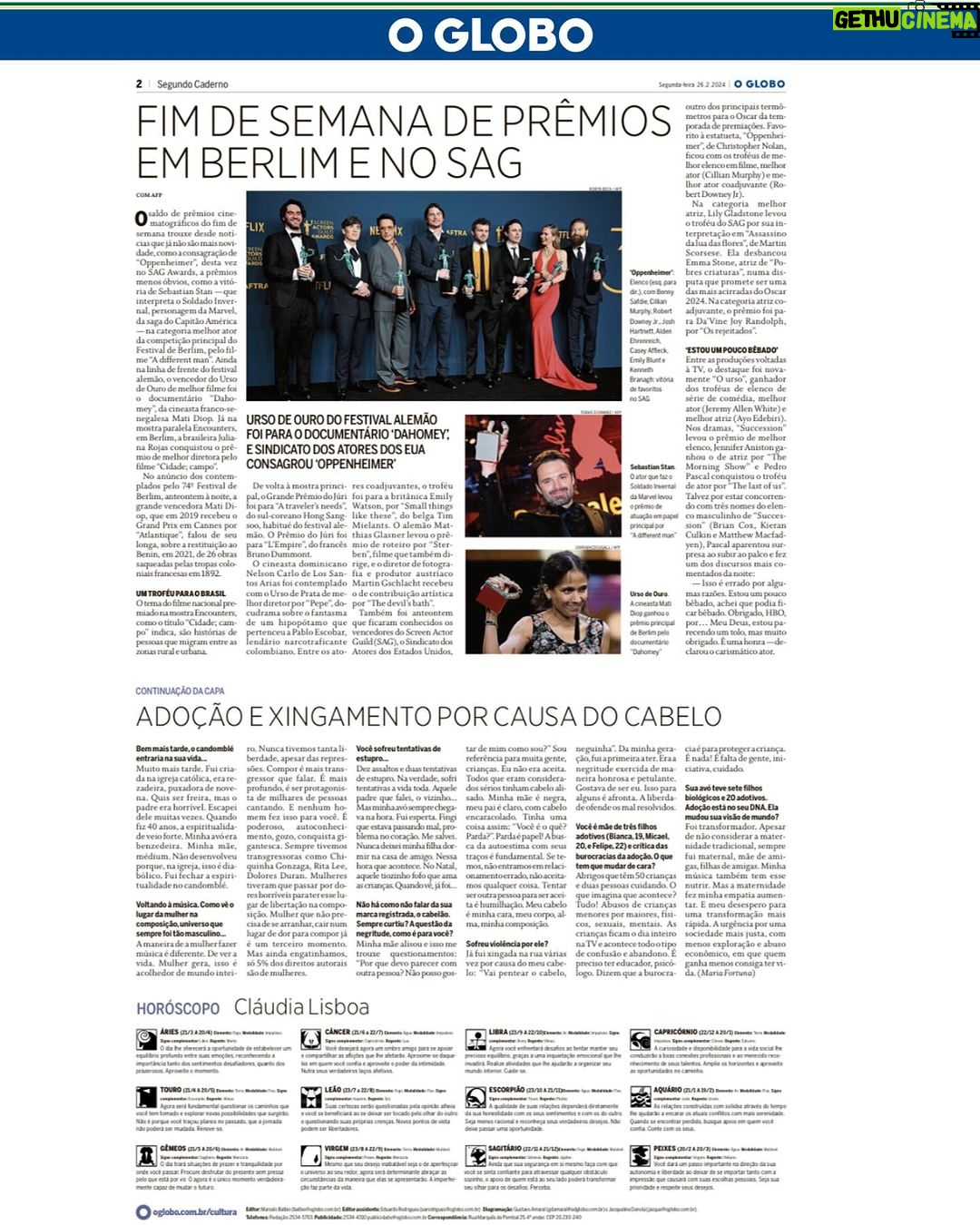 Vanessa da Mata Instagram - Vanessa da Mata está na capa do @jornaloglobo de hoje, além de estampar a matéria principal do Segundo Caderno do jornal! Em entrevista à Maria Fortuna @mariafortuna27, a artista falou de temas diversos - de seu último álbum “Vem Doce” às crenças que tem no amor, passando também por assuntos como preconceito, adoção, processos de composição, família e religiosidade. A matéria completa está disponível no jornal impresso e no site oglobo.globo.com. Leia já! ✍️ Maria Fortuna @mariafortuna27 📸 Léo Aversa @leoaversa