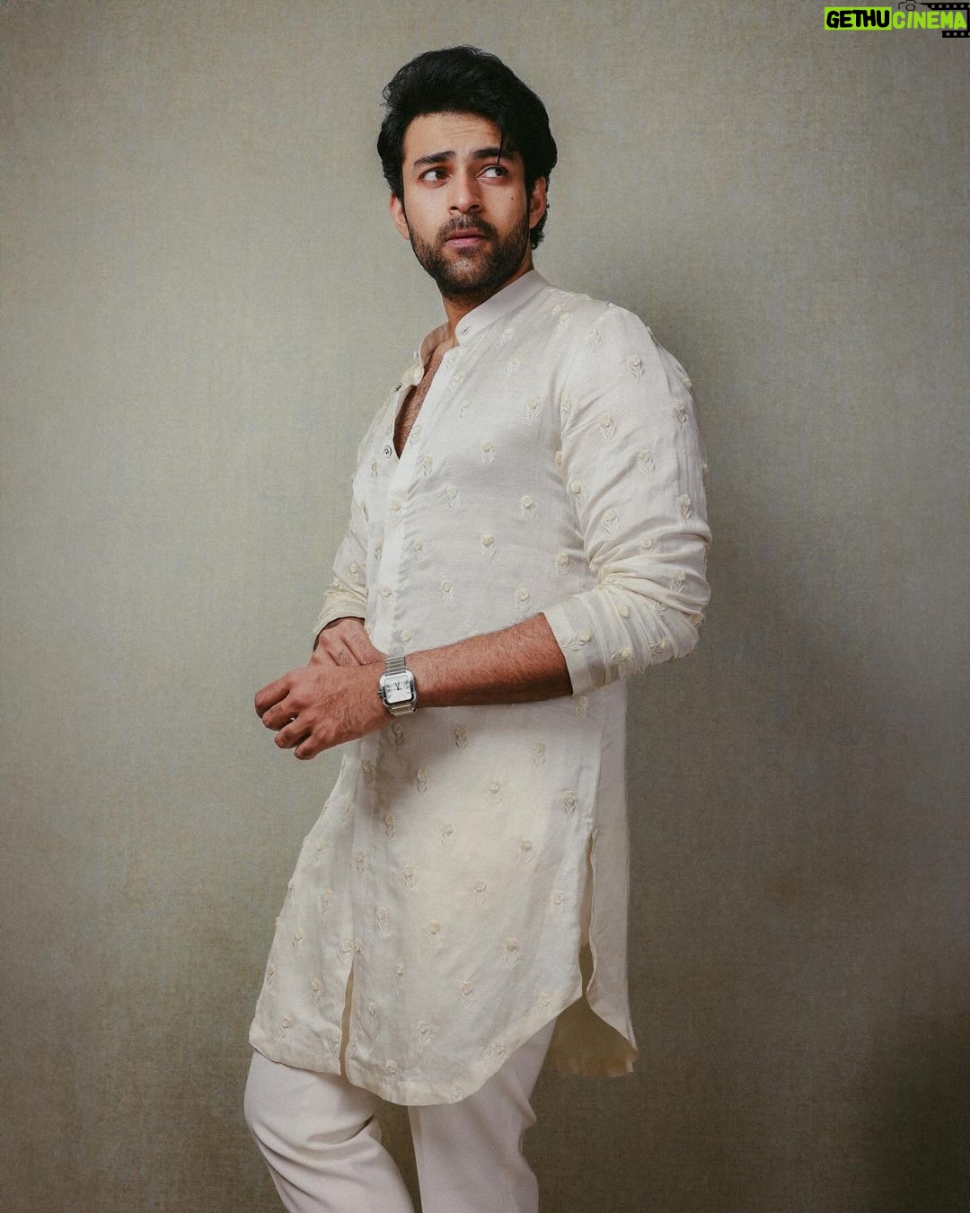Varun Tej Instagram - Promotions for OPV! Let’s roll..🔥 #operationvalentine . . . . . . Styled by - @ashwin_ash1 & @hassankhan_3 Styling team - @ahmedxmirza Wearing - @chandrikaraamzofficial Footwear - @louisvuitton Shot by - @pranav.foto