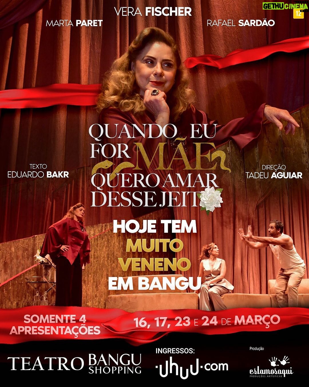 Vera Fischer Instagram - 🥰😘❤️ Que delícia Bangu!!! Hoje tem mais!!! 🐍🐥🐍 🎭 @teatrobangushopping Sábado 23/03 às 19h Domingos 17/03 e 24/03 às 18h Ingressos: link na Bio✨ Teatro Bangu Shopping