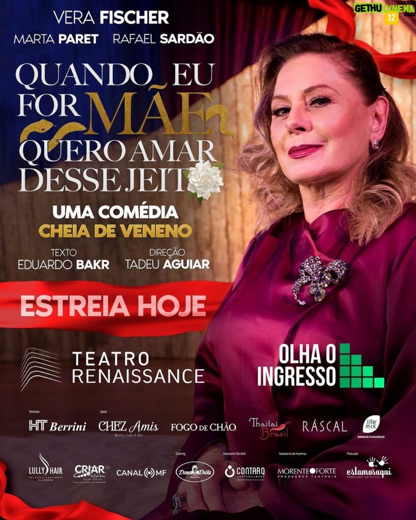 Vera Fischer Instagram - 🩷 Chegou o dia meus amores de São Pauloooooooo!!!!🎭 💞💕💖 Estamos esperando! 🐍🐥🐍 @teatrorenaissance ingressos 🎟️ Link na Bio ✨ Teatro Renaissance
