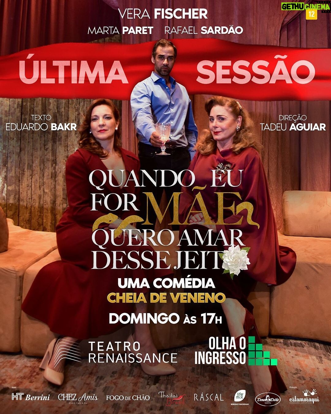 Vera Fischer Instagram - 🩷❤️💛 São Paulo MARAVILHOSA!💛❤️🩷 HOJE será a última apresentação dessa temporada fantástica!👏🫶🥰 🐍🐥🐍 Estamos esperando no 🎭 @teatrorenaissance às 17h ⏰ Ingressos: link na Bio✨ Teatro Renaissance