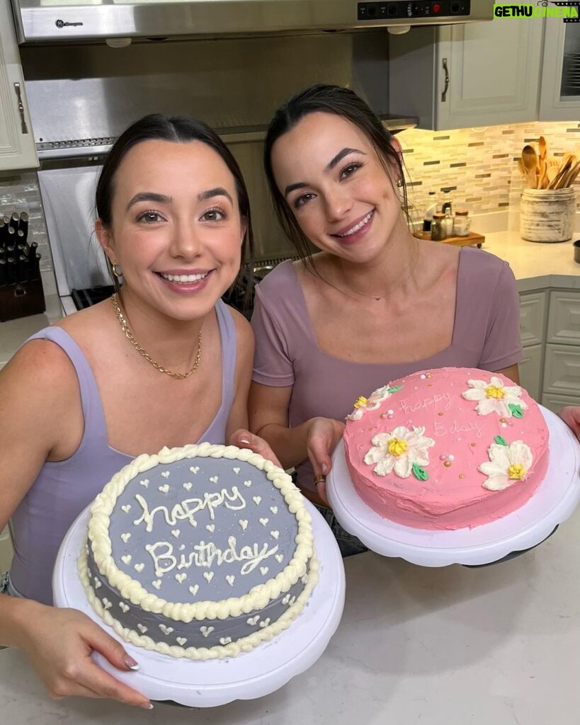 Veronica Merrell-Burriss Instagram - It’s our birthday week! 🎂 Watch us go head to head as we bake & decorate our birthday cakes in our newest video 🩷💜