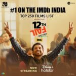Vikrant Massey Instagram - From failing exams to acing the charts, ‘12th Fail’ is rewriting the success story and continues to hold the #1 position on @imdb_in Top 250 Indian Films! #12thFail now streaming. #12thFailOnHotstar #ZeroSeKarRestart @vidhuvinodchoprafilms @zeestudiosofficial @vikrantmassey @medhashankr @anantvjoshi @anshumaan_pushkar @divyakirti.vikas @arsgeeta @itsharishkhanna @priyanshuchatterjee @moitrashantanu @swanandkirkire @saregama_official @krgstudios