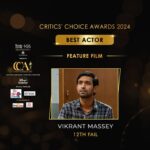 Vikrant Massey Instagram – A big night for Vikrant Massey as he wins the Best Actor award at the #CriticsChoiceAwards 2024 for his incredible performance in the feature film 12th Fail!

His was one of the most well-loved performances of 2023.

@filmcriticsguild @groupm_motion @vistasmediacapital @streaxindia @britannia.industries @disneyplushotstar