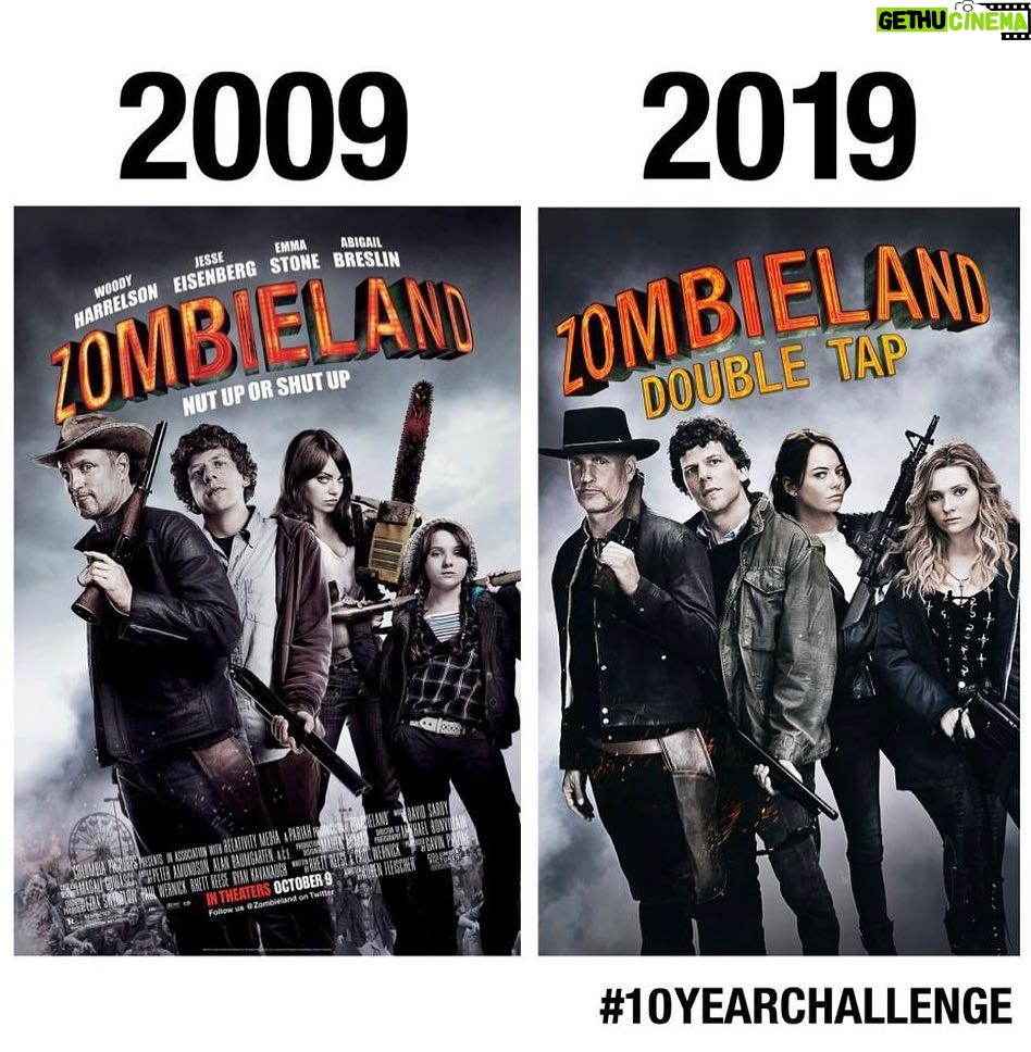 Woody Harrelson Instagram - I love these guys #tenyearchallenge #zombieland