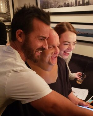 Woody Harrelson Instagram - Two of my besties, Emma and Justin surprised me at SNL last night while I was hippofying! Such an honor to join the five-timers club with this amazing cast and crew. I think this is the best episode I’ve had the pleasure of being apart of yet! So glad my friends were there to share the moment!
