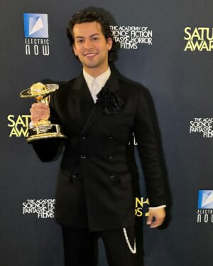 Xolo Mariduena Instagram - A wonderful night at the @saturnawards surrounded by the teams of people who have made the movies I’ve spent my whole life looking up to. This award is dedicated to all of the people in front of and behind the camera that allowed me to shine, we created a fricken family and i couldn’t have done it with out yall. 💙💙 Blue Beetle forever!! Now time to hop on a plane back to work 🥋🥋💙💙