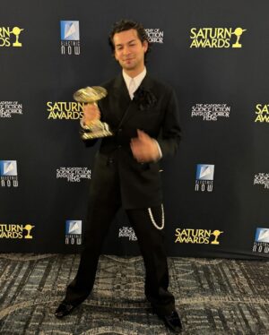 Xolo Mariduena Instagram - A wonderful night at the @saturnawards surrounded by the teams of people who have made the movies I’ve spent my whole life looking up to. This award is dedicated to all of the people in front of and behind the camera that allowed me to shine, we created a fricken family and i couldn’t have done it with out yall. 💙💙 Blue Beetle forever!! Now time to hop on a plane back to work 🥋🥋💙💙