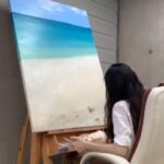 Yura Instagram – 내가 좋아하는 바다색으로 
다 모은 그림~💙 쉬원😌