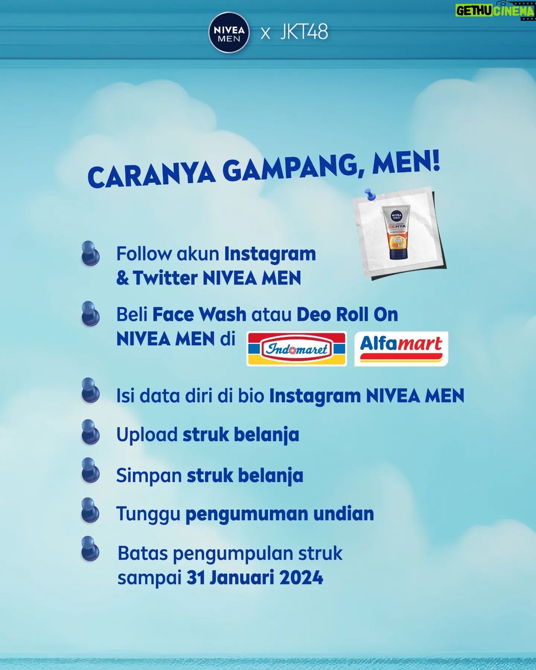 Zee JKT48 Instagram - Walaupun cuacanya mendung, jangan biarin wajah kamu ikutan, Men! Nivea Men Vitamin Scrub bantu biar wajahmu tetap cerah apapun cuacanya! Jangan lupa, kamu bisa liburan ke Bali sama JKT48 dan Nivea Men lho! Geser sampai akhir buat tau caranya!