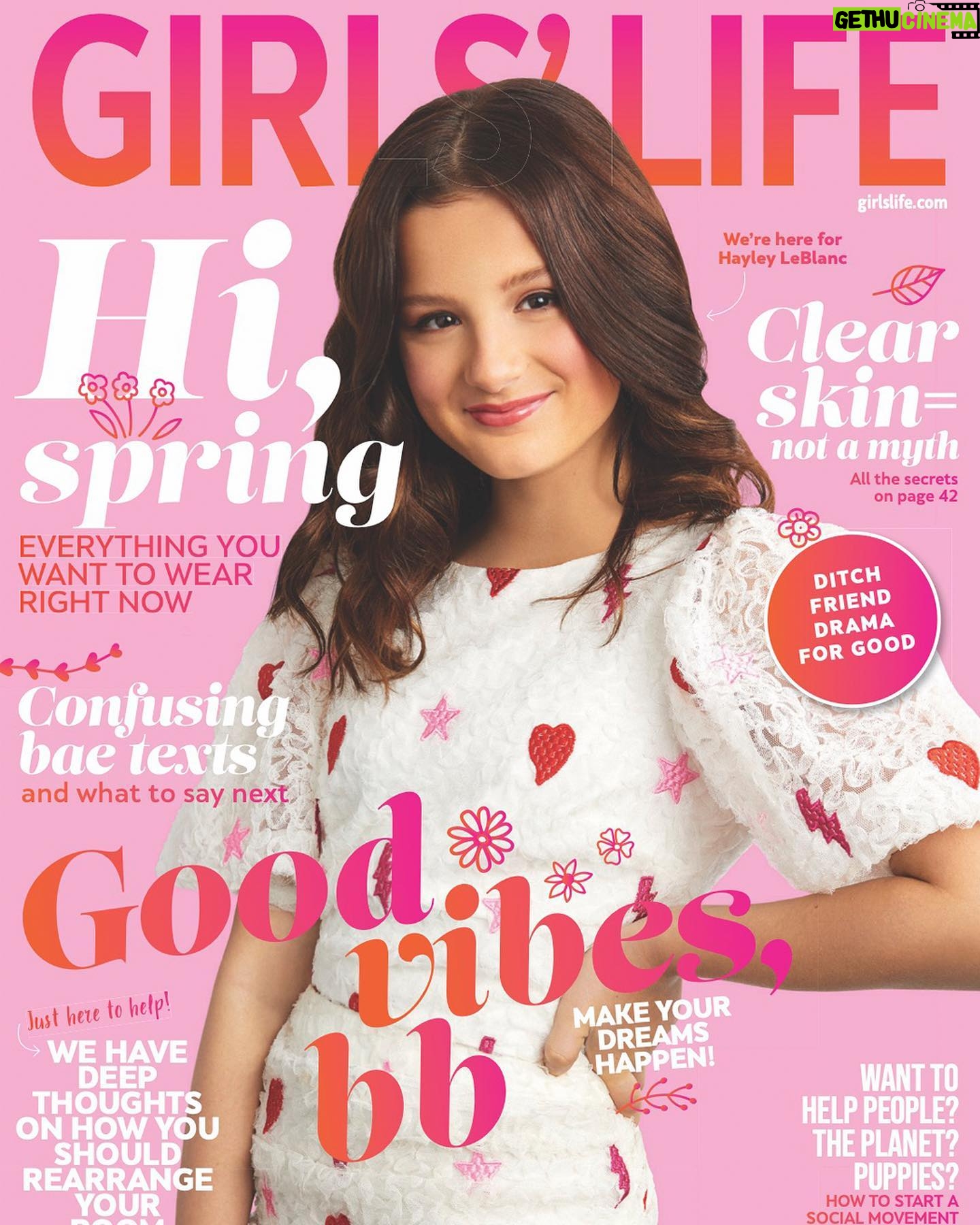 Haley LeBlanc Instagram - excited to share my cover for the February/March issue of Girls’ Life! check out @girlslifemag for a sneak peek of the new issue on newsstands January 19th! 💕