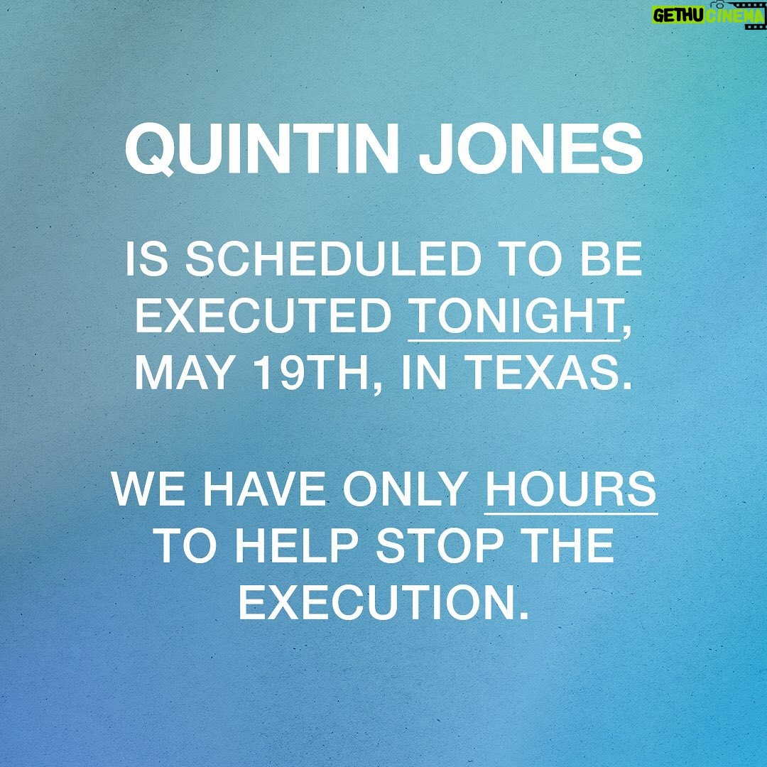 Sarah Paulson Instagram - PLEASE AMPLIFY EVERYWHERE. Quintin Jones is scheduled to be executed tonight, May 19th, in Texas. We have only hours to try and get Texas Governor Greg Abbott to grant a 30 day Stay of Execution so that Quintin's legal team can continue the work of trying to save his life.
He, and tens of thousands of people across the country, are pleading for a reduction in his sentence, from death to life in prison. Yesterday the Texas Board of Pardons and Paroles voted against granting him this clemency. In 2018, the board recommended such clemency for Thomas Whitaker, a white man, who's plea for clemency was very similar to Quin's, who is Black. This raises concerns that the Board's decision was racially biased, warranting an investigation into their process.
Ways you can help:
Call the Governor's office and ask he grant the 30 day stay using the numbers at gov.texas.gov/contact
Tag @govabbott and ask he grant the 30 day stay, use the hashtag #savequintinjones
Raise awareness by sharing this post and info
Sign the petition at bit.ly/savequin
Learn more about Quintin's case at clemencyforquin.com link in bio