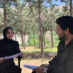 Sahar Dolatshahi Instagram – همراه با آقا بهداد (امیر شایگان)  در حال آماده شدن برای سکانس ٫عکسها رو آقا شاه حسینی گرفتن 💙💙 #میخواهم_زنده_بمانم