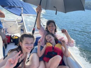 Milla Jovovich Instagram - What an incredible day we had taking the kids on a gorgeous boat tour of #Indianarm in Vancouver with Mike @indianarmcharters! We had so much fun finding nice spots to swim by the waterfalls and Mike has a bbq on his boat, so my hubby grilled up some burgers right there on the water! It was truly a magical and unforgettable trip.✨