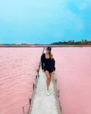 Kinsey Wolanski Instagram - Road tripped down to the south part of the island this weekend and found these stunning Pink Salt Flats 🧂
