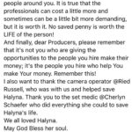 Lena Headey Instagram - #Repost @crewstoriesig with @make_repost
・・・
Post by Serge Svetnoy:My vision of the RUST tragedy

I have received hundreds of calls, text messages, letters with words of support and condolences since the day of the tragedy with Halyna Hutchins, and I'm very grateful to everyone. Yes, I knew Halyna, not for a year. I worked with Her on almost all of her films. Sometimes we've shared food and water. We've been burning under the sun, freezing in the snow on the shoots. We took care of each other. Yes, I can say with 100% confidence she was my friend. 
WAS!!!
I also received many calls from different mass media sources from multiple countries asking to tell what happened; also from numerous institutes and universities for the students to know what needs the most attention.
Yes, I was standing shoulder-to-shoulder with Halyna during this fatal shot that took her life and injured the director Joel Souza. I was holding her in my arms while she was dying. Her blood was on my hands. 
I want to tell my opinion on why this has happened. I think I have the right to do it.
It's the fault of negligence and unprofessionalism. 
The negligence from  the person who was supposed to check the weapon on the site did not do this; the person who had to announce  that the loaded gun was on the site did not do this; 
 the person who should have checked this weapon before bringing it to the set did not do it.
And the DEATH OF THE HUMAN IS THE RESULT!
I'm sure that we had the professionals in every department, but one - the department that was responsible for the weapons. There is no way a twenty-four-year-old woman can be a professional with armory; there is no way that her more-or-less the same-aged friend from school, neighborhood, Instagram, or God knows where else, can be a professional…(see last three photos)