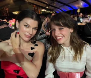 Milla Jovovich Instagram - What a gorgeous night for @amfar with my beautiful family! It’s been 22 years that I’ve been helping raise awareness for @amfar’s amazing fundraising to support AIDS research and now COVID research as well. I was so proud to have my husband  and my daughter with me to celebrate this gorgeous event and it was such an honor to wear a couture @jeremyscott gown and cheer him on when he received his award for all the amazing work he’s done with the organization! #amfar #makeaidshistory #makecovidhistory