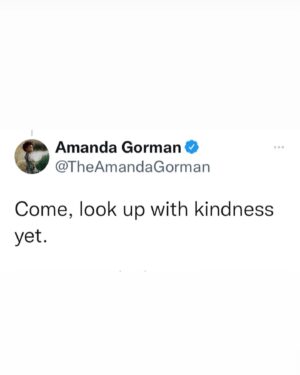 Amanda Gorman Instagram - 🚨BIG NEWS!!🚨 I wrote A New Day’s Lyric both to celebrate the new year & honor both the hurt & the humanity of the last one. To pay my words forward, ➡️I’m raising funds for the International Rescue Committee⬅️ (IRC) @rescueorg whose response to the coronavirus pandemic and humanitarian crises provide lifesaving programs to vulnerable communities worldwide 🌎❤️. Instagram has already pledged $50,000! Let’s take donations even higher. You can give at the link, and/or share the fundraiser —even a little goes a long way. I’m always shy to quote my own poems, but I believe it in my bones when I say:  Come, look up with kindness yet, for wherever we come together, we will forever overcome 💛🙏🏿.