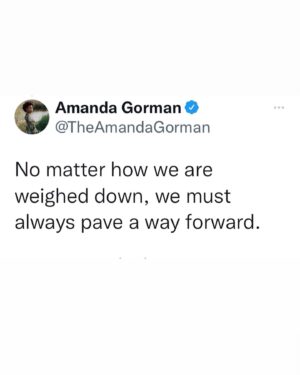 Amanda Gorman Instagram - 🚨BIG NEWS!!🚨 I wrote A New Day’s Lyric both to celebrate the new year & honor both the hurt & the humanity of the last one. To pay my words forward, ➡️I’m raising funds for the International Rescue Committee⬅️ (IRC) @rescueorg whose response to the coronavirus pandemic and humanitarian crises provide lifesaving programs to vulnerable communities worldwide 🌎❤️. Instagram has already pledged $50,000! Let’s take donations even higher. You can give at the link, and/or share the fundraiser —even a little goes a long way. I’m always shy to quote my own poems, but I believe it in my bones when I say:  Come, look up with kindness yet, for wherever we come together, we will forever overcome 💛🙏🏿.