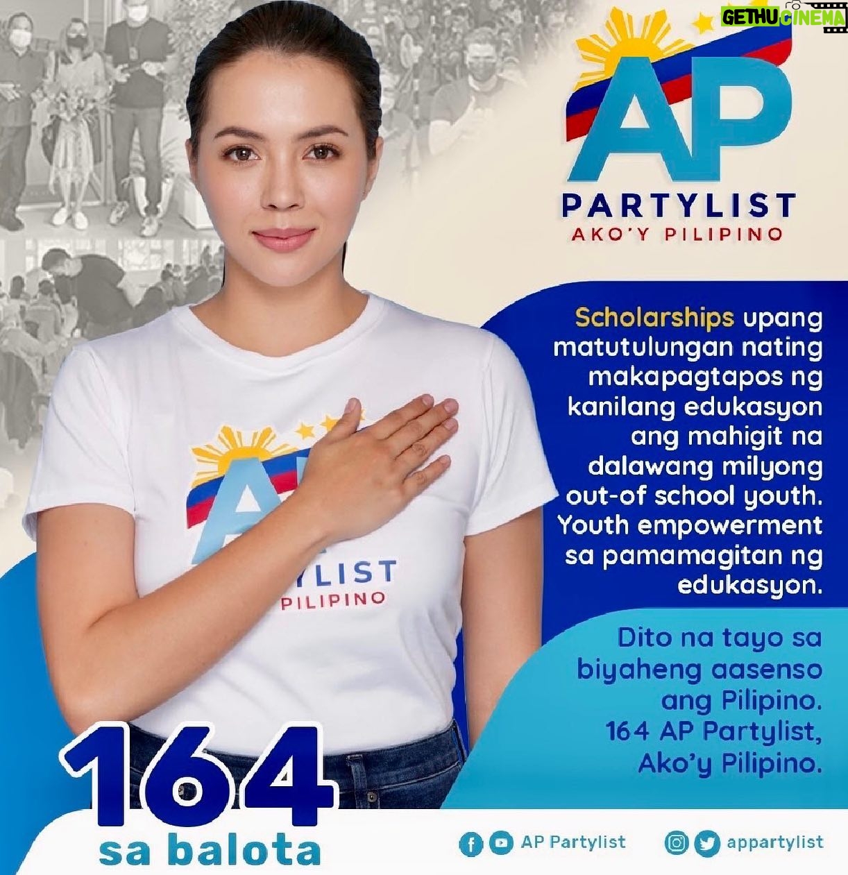 Julia Montes Instagram - Byaheng aasenso ang bawat ang bawat Pilipino sa @apppartylist .
Ngayon pandemya maraming naapektuhan ang edukasyon , Edukasyon ang isang regalo na hindi makukuha sayo… Ang AP Partylist ay sinusulong ang maayos na edukasyon para sating mga Pilipino.
#AkoyPilipino
#164APPartylist #APAkoyPilipino #RepRonnieOng
@repronnieong