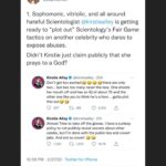 Leah Remini Instagram - I don’t like to make a habit of engaging with people like @kirstiealley…but Scientology banks on its horrific, criminal policies not being called out. Scientology thrives when people are silent. I won’t allow their threats to me or anyone else go un-answered.