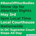 Milla Jovovich Instagram – We’re showing up. 

Los Angeles, CA at 5pm PT  US Courthouse Corner 1st and Hill 350 W 1st Street

Let’s be clear: Abortion is health care.

That’s why in light of the dire news that SCOTUS has voted to strike down Roe v. Wade, we’re showing up for abortion rights.

Tuesday, May 3rd, at 5p your local time. Show up at your courthouses, federal buildings or town square to say bans off our bodies and demand elected officials take action before SCOTUS overturns Roe.

Bring your families, your signs, your stories, your heart, and your commitment to save Roe and access to safe and legal abortion for all who need it.

Tomorrow is just the beginning. We’re going to keep showing up with larger and larger actions in the days, weeks, and months to come.

Pledge to rally with us at the link in our bio.