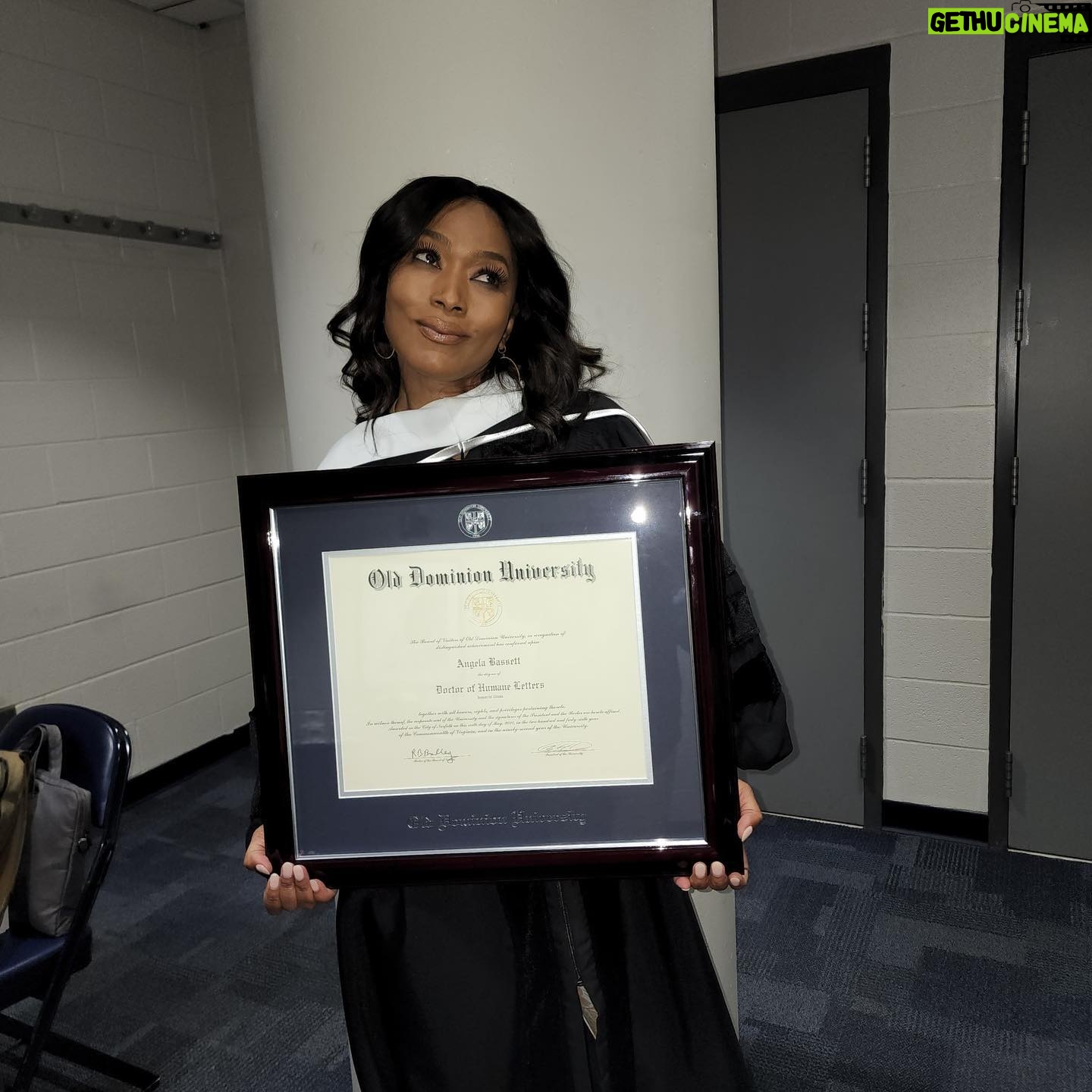 Angela Bassett - 150K Likes - Hey Everybody you good? I’m so happy and humbled to receive an honorary doctorate from @olddominionu today! Education is truly the KEY! #stillmakingmymommaproud