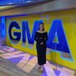 Camilla Luddington Instagram - Good Morning America this morning! Talking all things grey’s and Jo Wilson 🤗 Happy 400th! Happy finale! #greysanatomy 

Makeup @robertsesnek 
Hair @seijinyc 
Stylist @nataliehoseltonstyle 

Dress @camillaandmarc 
Shoes @katmaconie 
Earrings @tohumdesign