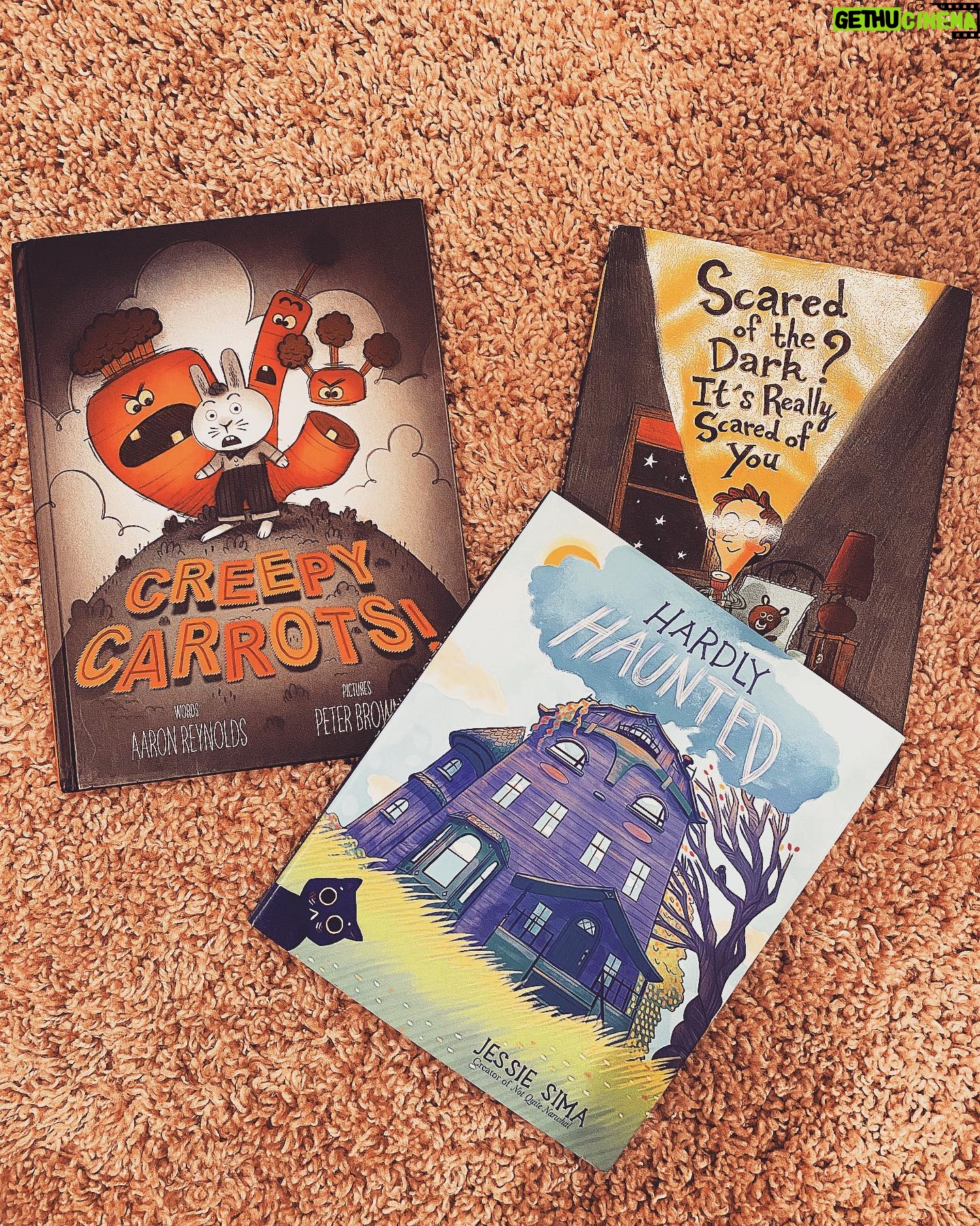 Camilla Luddington Instagram - Back home! Yay! Hayden’s wanted to read a “spooooky” book tonight. For anyone who has a kid that also loves scary (but fun!) stories I thought I’d show you 3 of my fav books! 👻 home sweet spooky home 💚 #childrensbooks #spookystories #bedtime #bedtimestories