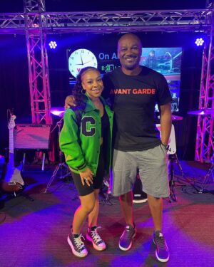 Priah Ferguson Instagram - nothing but laughs in my hometown with @bigtiggershow and Miss Pat of @v103atlanta. their questions had me on edge fr😅🫶🏽

special thanks to my early morning glam team
hair: @zarahair1 
makeup: @makeupbygray 
jacket x @coolcreativeinc