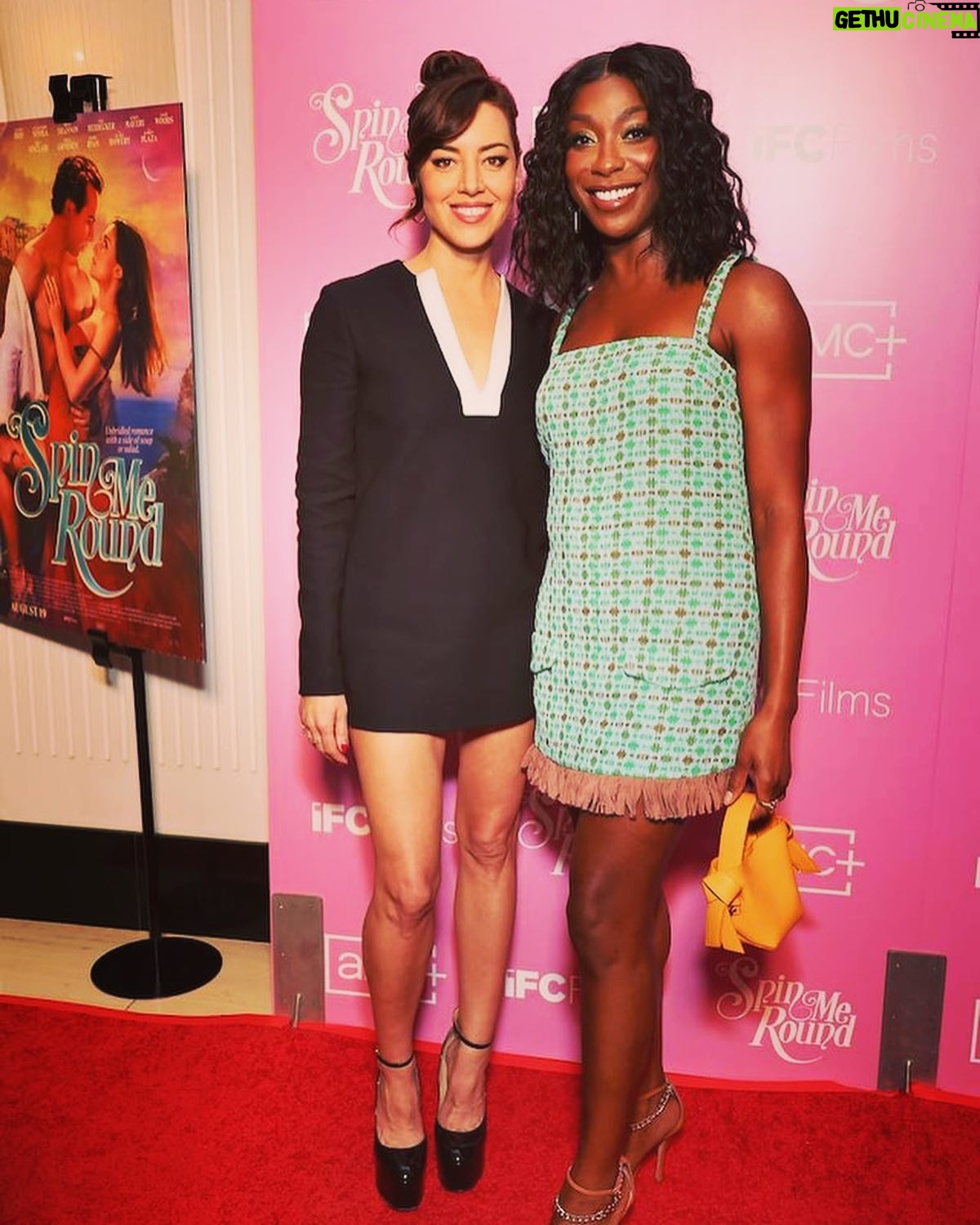 Aubrey Plaza Instagram - Last night at the Spin Me Round premiere!!! Out this weekend in theaters and streaming on @amcplus @ifcfilms 🍝