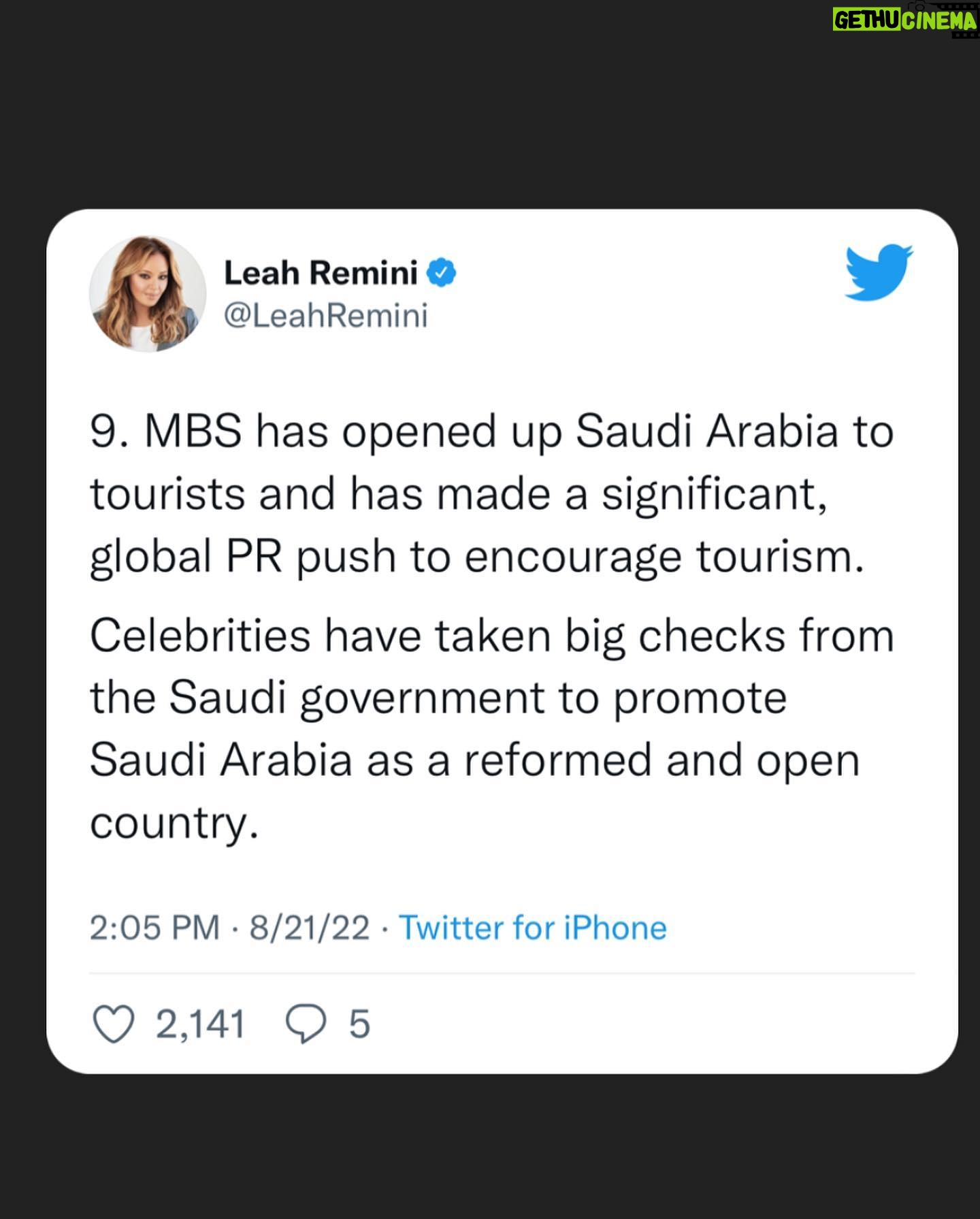 Leah Remini Instagram - Please share this post in your Instagram stories. I have also linked to this thread in my stories. We’ve brought a lot of attention to Salma’s case in the last 24 hours and we need your help to keep her on people’s minds.
@visitsaudi @saudi.mt