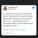 Leah Remini Instagram - Please share this post in your Instagram stories. I have also linked to this thread in my stories. We’ve brought a lot of attention to Salma’s case in the last 24 hours and we need your help to keep her on people’s minds. 

@visitsaudi @saudi.mt