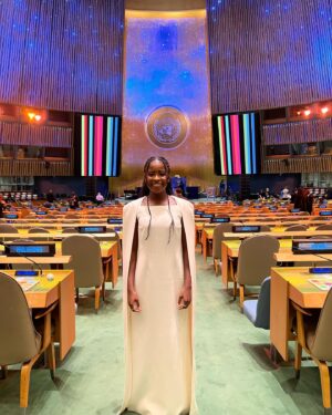 Amanda Gorman Instagram - Still in awe that I had the honor of speaking beside these lovely ladies @unitednations #GeneralAssembly this week as a supporter of @unicef . By supporting the Sustainable Development Goals, we share a universal call to action to end poverty, protect the planet, and pursue peace. I can’t tell you how many times I’ve been told a single poem can’t change the world. What I know is that if you look closely enough, the world IS changing—there are movements and actions waiting for our involvement, spearheaded by future generations. And I can’t imagine anything more worthy of naming, celebrating, writing, believing, and joining. 💛🙏🏿🇺🇳🌍

EXCERPT FROM “AN ODE WE OWE: A POEM FOR HUMANKIND” 
 
We must go the distance,
Though this battle is hard and huge,
Though this fight we did not choose,
For preserving the earth isn’t a battle too large
To win, but a blessing too large to lose.

This is the most pressing truth: 
That our people have only one planet to call home
And our planet has only one people to call its own.

We can either divide and be conquered by the few,
Or we can decide to conquer the future, 
	And say that today a new dawn we wrote, 
	Say that as long as we have humanity,
We will forever have hope.