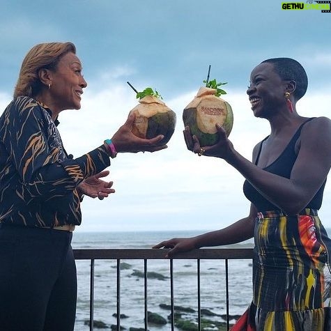 Danai Gurira Instagram - #GMAinGhana! What a pleasure to join @robinrobertsgma on a tour of beautiful Accra - celebrating a thriving modern Africa and seeing the connection #BlackPanther’s Wakanda has to real life African innovators. From meeting with Ghana’s Second Lady Her Excellency Samira Bawumia (@sbawumia) in Black Star Square to visiting important historical and cultural sites to bringing Robin to visit one of my fashion designer favorites, @aisha_ayensu, Founder and Creative Director of @christiebrowngh - not to mention getting a taste of the globally decorated @chef_binta’s culinary excellence with some flavorful jollof rice @dineonamat - this was an exceptional experience.
I would also like to introduce you to a piece of Africa’s future: David Alabo (@davidalabo) - Afro-futurist/surrealist, digital artist, and activist - along with the amazing @freedomskateparkgh. I was floored by his work, his passion, and his vision. Get to know this young man and this incredible project.
Last but not least, I’m amazed by the entrepreneurial, techie brilliance that is Baboa Tachie-Menson (@_baboa). The work she is doing with @balm.labs creates sustainability in the fashion space and inspires other women in tech around the world to make their mark.
“Ghana is a good place.” Thank you for having me, @goodmorningamerica. #GhanaLove