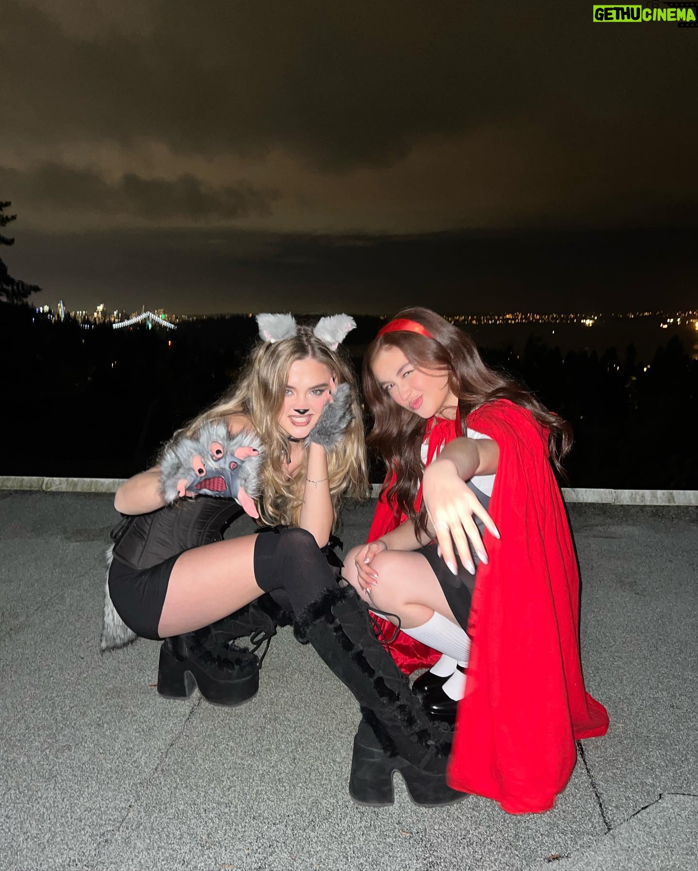 Anna Cathcart Instagram - happy halloweekend from little red and the wolf and officer judy hopps🐺✨🌹🧺🐰🥕
