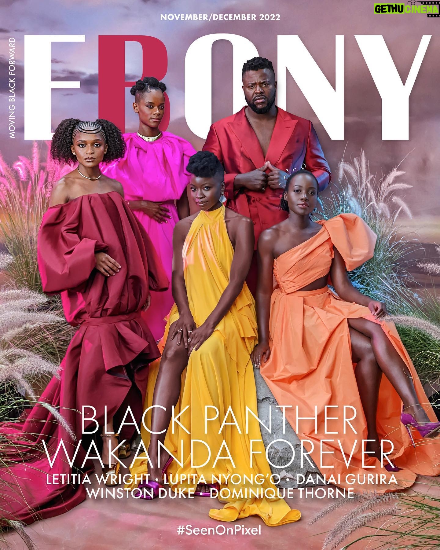 Danai Gurira Instagram - “Wakandan culture is deeply, deeply impacted by how the women in their world function and their responsibilities. They’re always ready to take up the crown or the spear.” - @winstoncduke
What happens in Wakanda stays in Wakanda… until 11/11. Thank you for featuring us @ebonymagazine. 🧡 Full story with the link in bio. #WakandaForever
•
Editor-In-Chief & SVP, Programming: @mariellebobo
Creative Director: @inrashidasworld
Photo Director/Photographer: @keithmajor
Stylist for the women: @waymanandmicah
Tailor: @marcalittlejohn
Hair Stylist: @byvernonscott
Makeup Artist: @makeupbytym