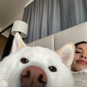Valkyrae Instagram - 1 like = 1 pet for Mika 🐶🤍