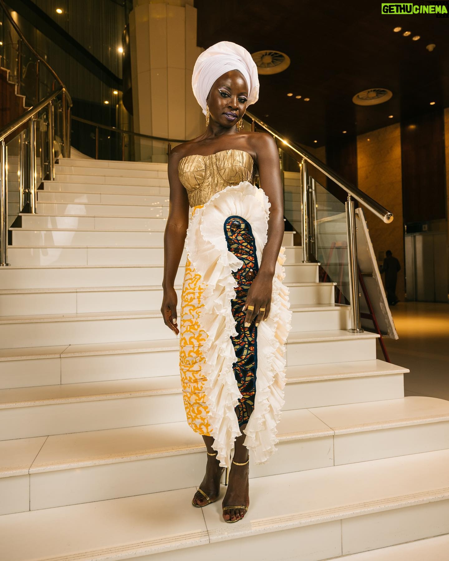 Danai Gurira Instagram - Reminiscing on the magic of the #WakandaForever Africa Premiere π€ Special thanks to one of my favorite fashion designers from the Motherland @christiebrowngh for this beautifully crafted look that is whimsical, modern and rooted in the continent all at once.