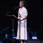 Amanda Gorman Instagram - It was such an honor to attend and perform at the historic inauguration of Los Angeles Mayor Karen Bass. Thank you so much for having me! 💛

photography credit: @cibellelevi for Prada
makeup: @joannasimkin
hair: @itsraela