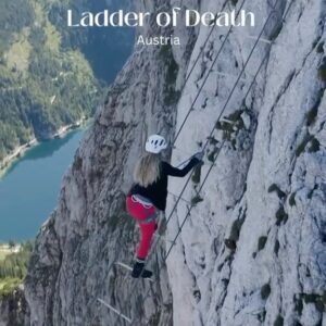Kinsey Wolanski Instagram - Day 1 of 30 days of the wildest adventures around the world you need to add to your bucketlist ❤️❤️ 
Day 1 is the ladder of death in Austria! The most adrenaline I’ve felt in a long time 😅 

#travel #adrenaline #bucketlist #adventure #climbing