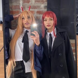 Valkyrae Instagram - POWER AND MAKIMA💥
Have you seen Chainsaw Man?

(we posted our transformations on tiktok:)