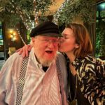 Milla Jovovich Instagram - So amazing to have dinner with @georgerrmartin last night. His stories about how long he worked and struggled with his writing for so many years was so inspiring. He told us that the first GOT book signings had literally 10 people in line😂 and once he actually saw a HUGE line outside one of his signings and thought “Wow! Finally people are reading it!” Only to realize that there was a another book signing at the same location and the crowds were there for Clifford the Big Red Dog to stamp their books with a dog paw on a smelly costume that only the youngest workers were forced to wear because the suit never got washed and poor kids didn’t have a choice😭. George’s story shows that if you love what you do, never stop working on it and persevere, you really can make your dreams come true. Though it takes (in George’s case 10’s of thousands of pages later and a hit show😅). What an unforgettable night and I’m so happy to have met this iconic, unbelievably prolific author and to have finally made his short story IN THE LOST LANDS into a film with the lovely @davebautista. And a special thank you to our wonderful co-writer @constantinwerner who brought me the script 6 years ago and the patience and hard work he put into it, as well as the trust in us that we would make his dream into a reality.❤️ #inthelostlands  #georgerrmartin #paulwsanderson #constantinwerner